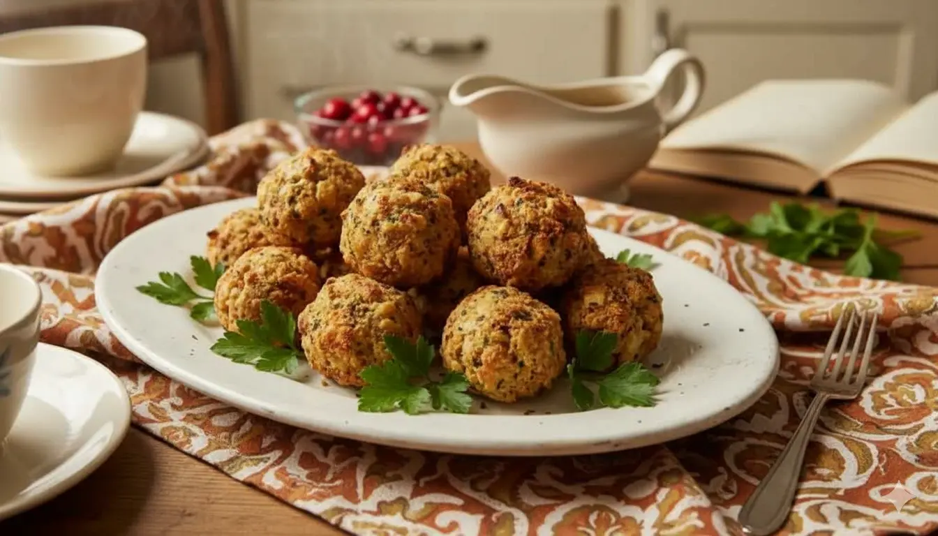 How to make bread stuffing balls, 1940s Recipe